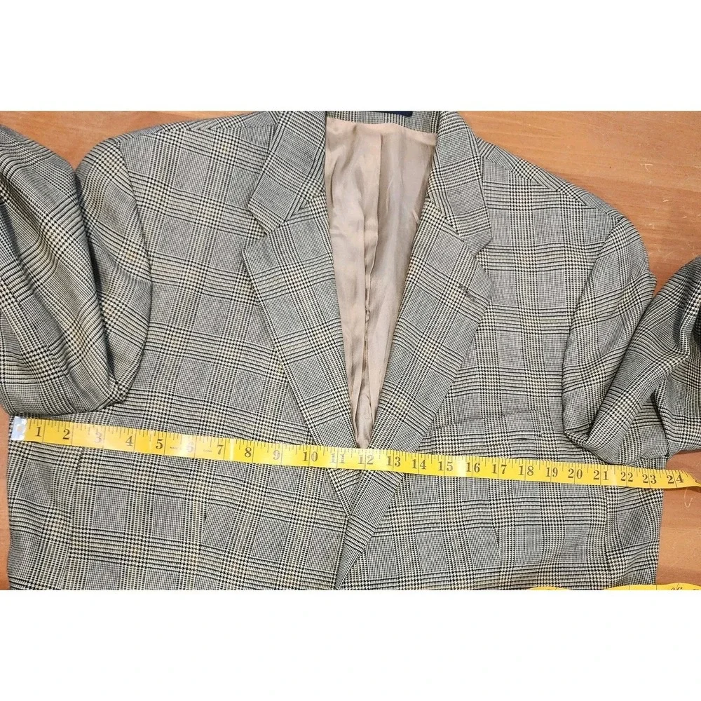 Chaps Ralph Lauren‎ Glen Plaid Blazer Sport Coat Mens 44T Brown Wool Old Career